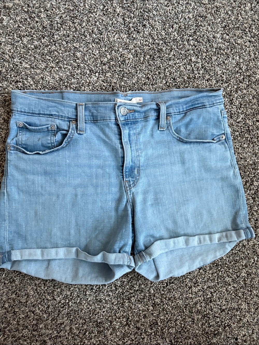 Levi's Light Blue Rolled Hem Denim Shorts Stretch